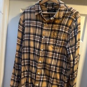 PacSun Men's Brown and Black Plaid Shirt